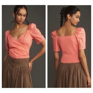 Anthropologie Puff-Sleeve Wrap Top